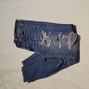 American Eagle destroyed light wash hi rise jegging size 4 short